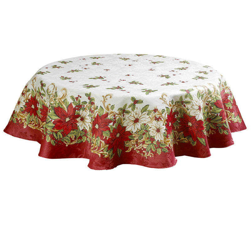 Fleur De Lis Living Nora Floral Round Christmas Tablecloth & Reviews